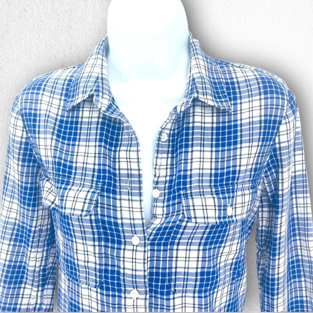 Madewell Market Popover In  Bluestem Plaid 1/2 Button Oversize Shirt XS S A2004
